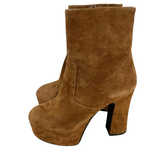 Jeffrey Campbell NWOB Platform Brat-Z Boot Tan Suede Size 6.5 Chunk Heel Leather - Picture 4 of 8